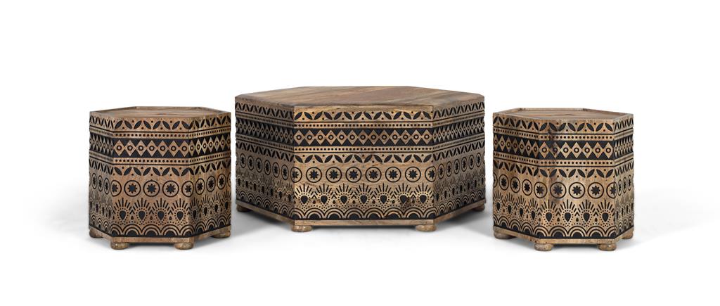 Couchtisch- und Hocker-Set